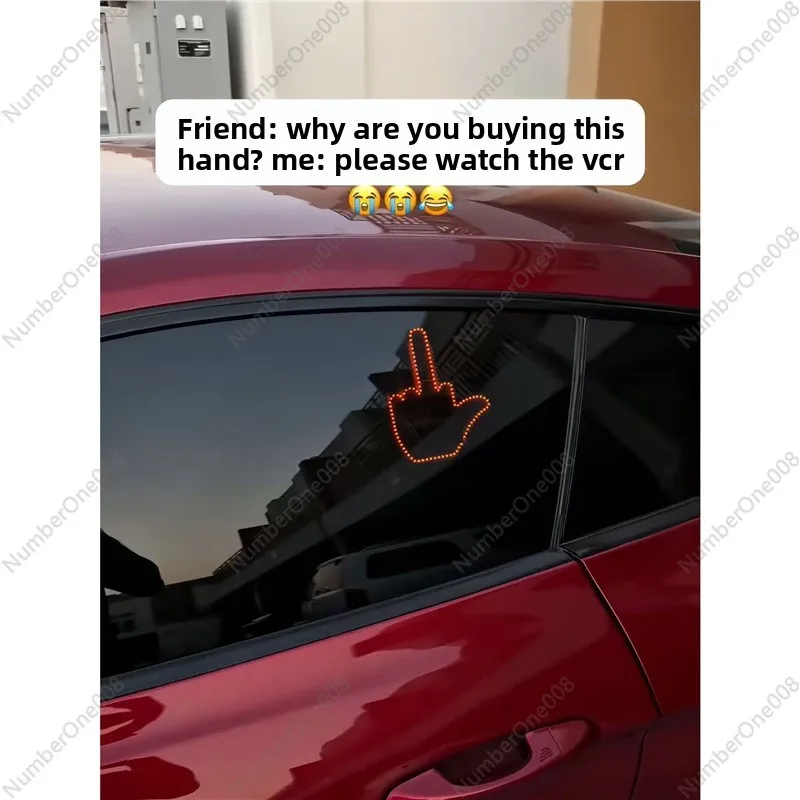 Fun Car Palm Expression Warning Light Nighttime Anti-Collision Safety Warning Light Creative Car Atmosphere Decorative Light