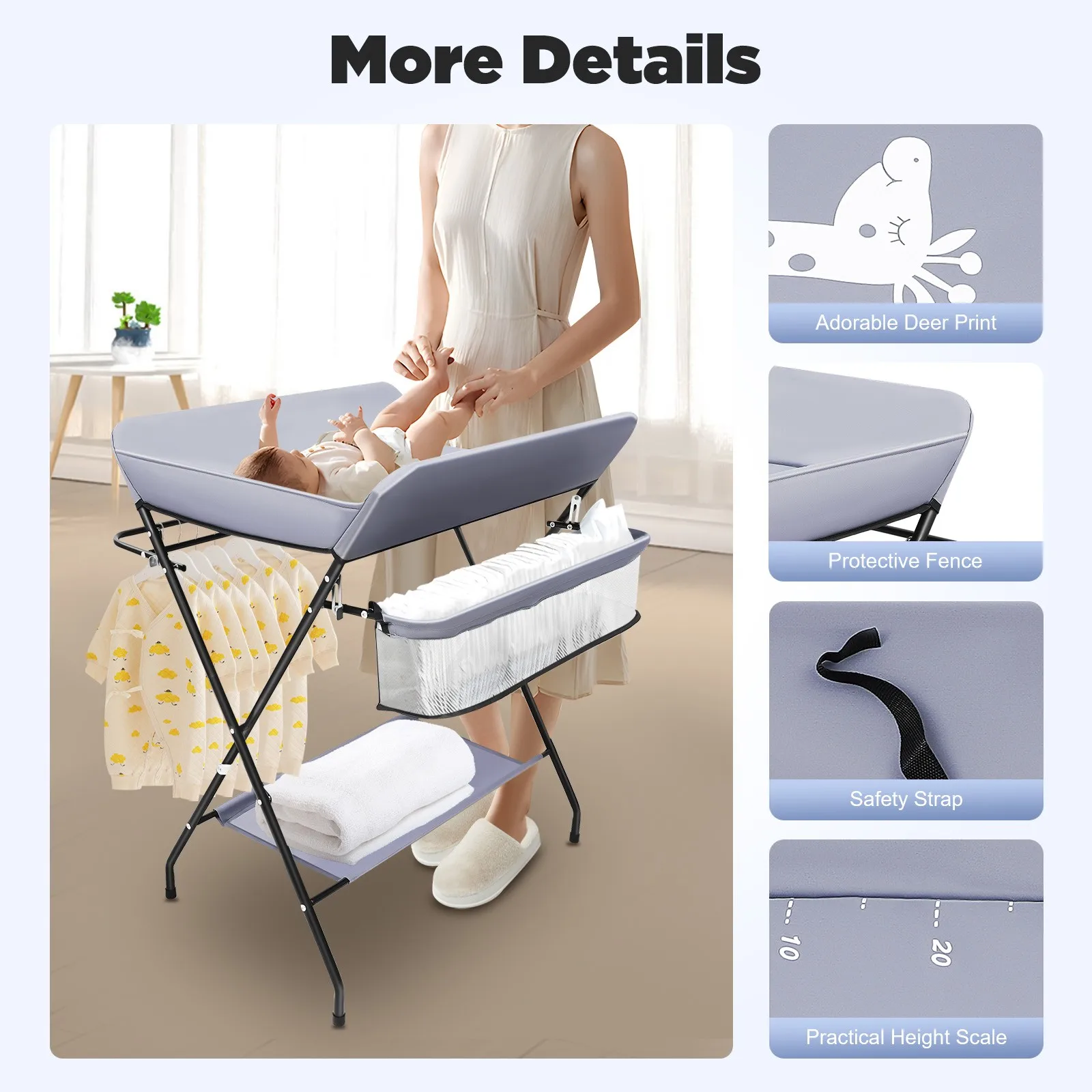 Multi-functional Baby Diaper Changing Table and Bath Stand