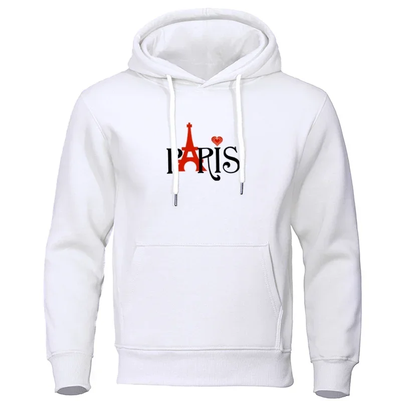 Men PARIS Printed Hoodies Spring Autumn Fleece Warm Pullover Sweatshirt Harajuku Unisex Hooded Clothing