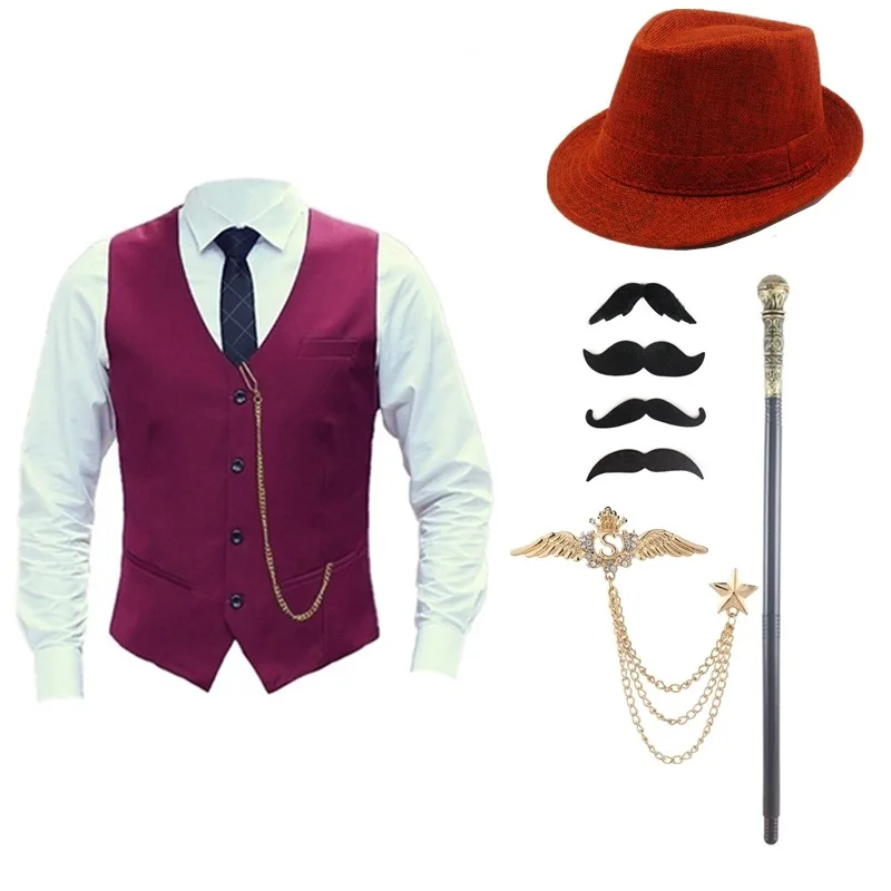 Gatsby 1920 S6XL Men's Formal Wear Set Long Sleeve Slim Fit Performance Vest Shirt Party Ensemble British Style Warmth All Se...