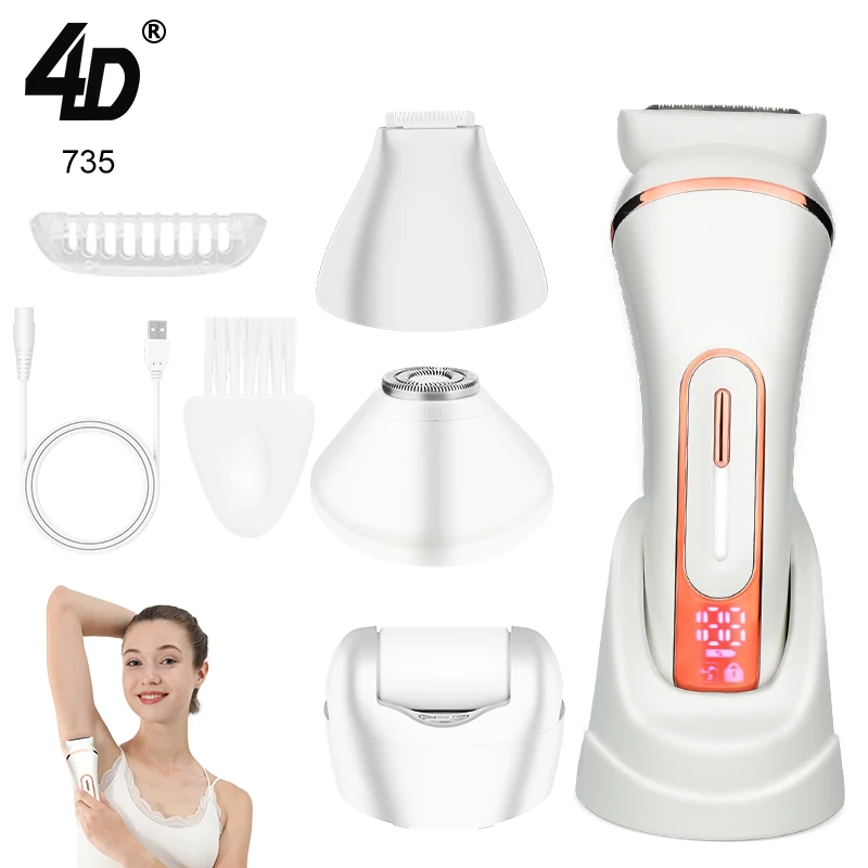 Four in One Women's Electric Private Parts Shaver Multifunctional Household Foot Grinder Waterproof Shaver Razor Set Epilators