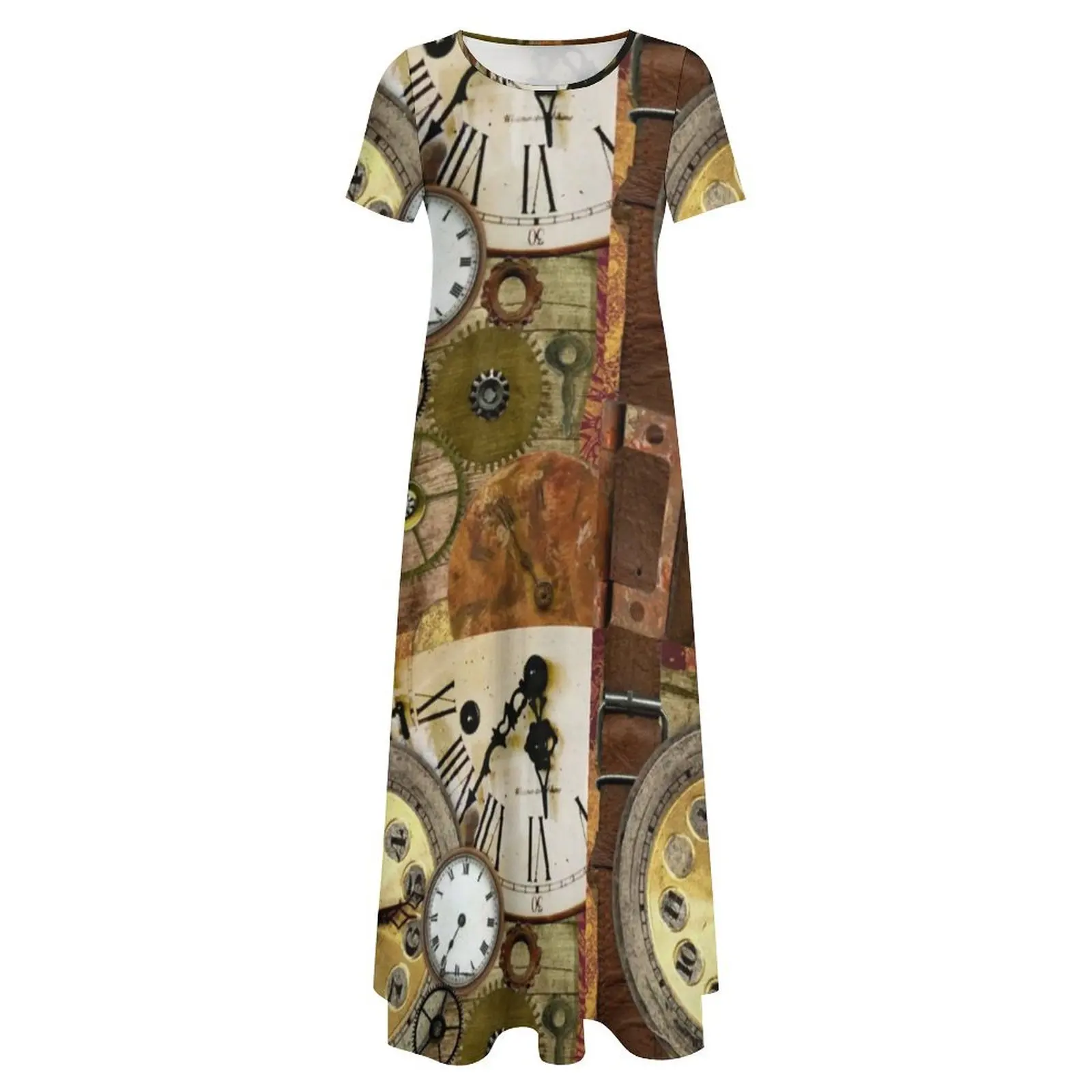 التروس Steampunk فستان البخار الشرير الرقبة التمساح ساعة الجمالية بوهو شاطئ فساتين طويلة النساء فستان ماكسي للحفلات هدية
