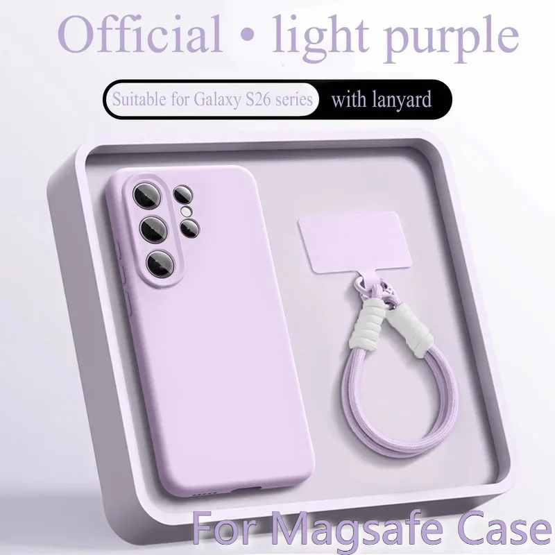 Luxury Liquid Silicone Lanyard for Magsafe Case for Samsung Galaxy S26 Ultra S25 S24 S23 S22 + Ultra Hand Wrist Strap Soft Cover