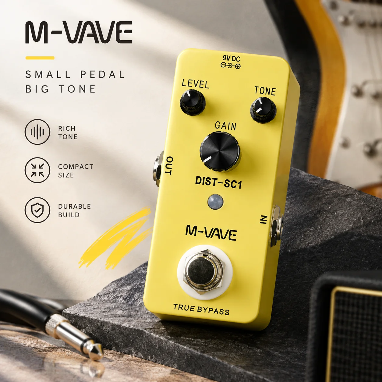 Portable Guitar Distortion Effect Pedal Compact Stompbox Rock Sound Processor For Electric Guitar Instrument Accessory