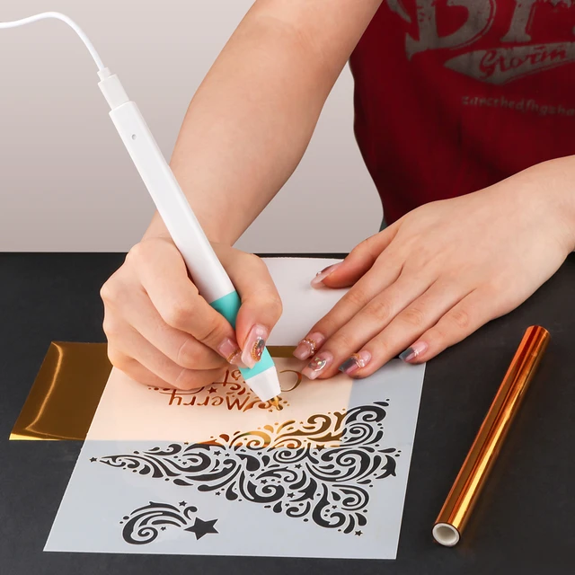 0.8mm USB Odporny na ciepło uchwyt Pióro z gorącą folią do papieru Skóra Aktywowana ciepłem złota folia Freestyle Pen Diy Scrapbook Craft Tool