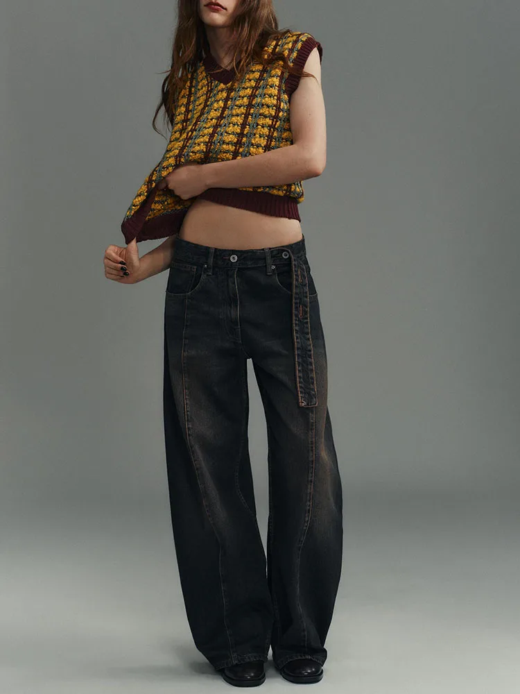 Faionable-Chaleco de punto con textura V-Ne, dulce y versátil, suéter de punto holgado informal para mujer, novedad de invierno 2025, 2025