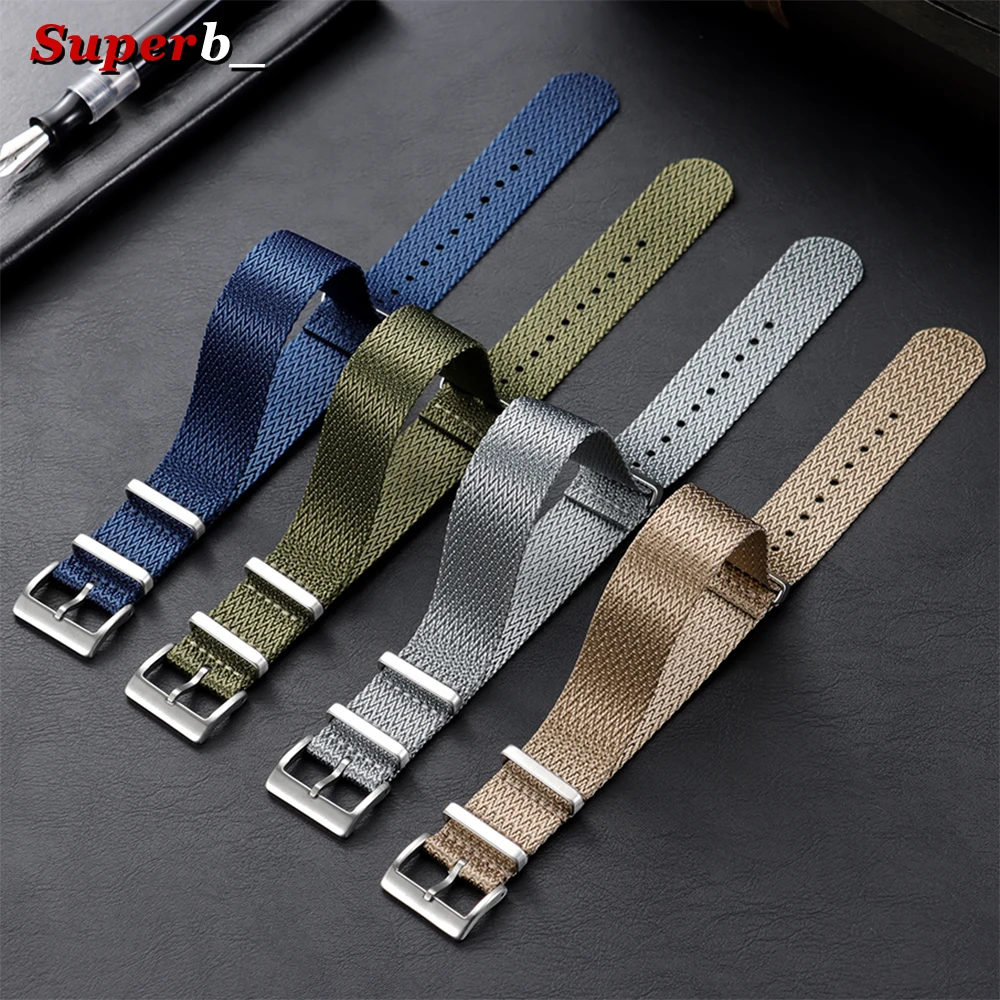 Geripptes Nylon-Uhrenarmband, 18 mm, 20 mm, 22 mm, bequeme Uhrenarmbänder, Schlaufe, militärisch, waschbar, Blet für Herren, Uhrenarmbänder, Uhrenzubehör
