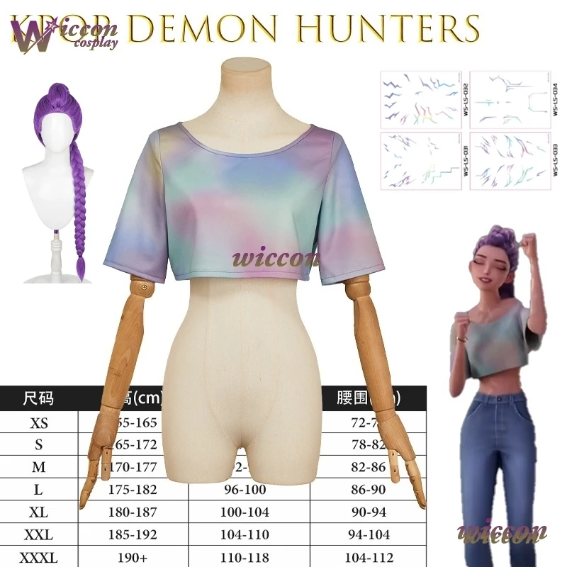 

Wona/ kpopd emonh unters Rumi Cosplay Colorful Short Top Cosplay Costume Women Movie Halloween Music Huntrix Disfraz Mujer‌