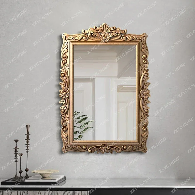 decorative mirror retro carving,  washstand bathroom mirror wall-mounted master bedroom vanity mirror