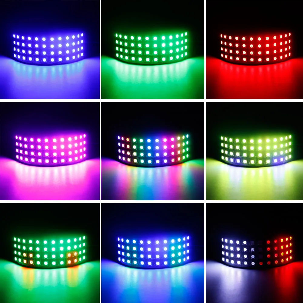 Imagem -05 - Faixa de Luz Led Digital Rgb Flexível Painel Endereçável Individualmente Matrix Screen Dc5v 4x12 48pixels Ws2812b Ws2812b