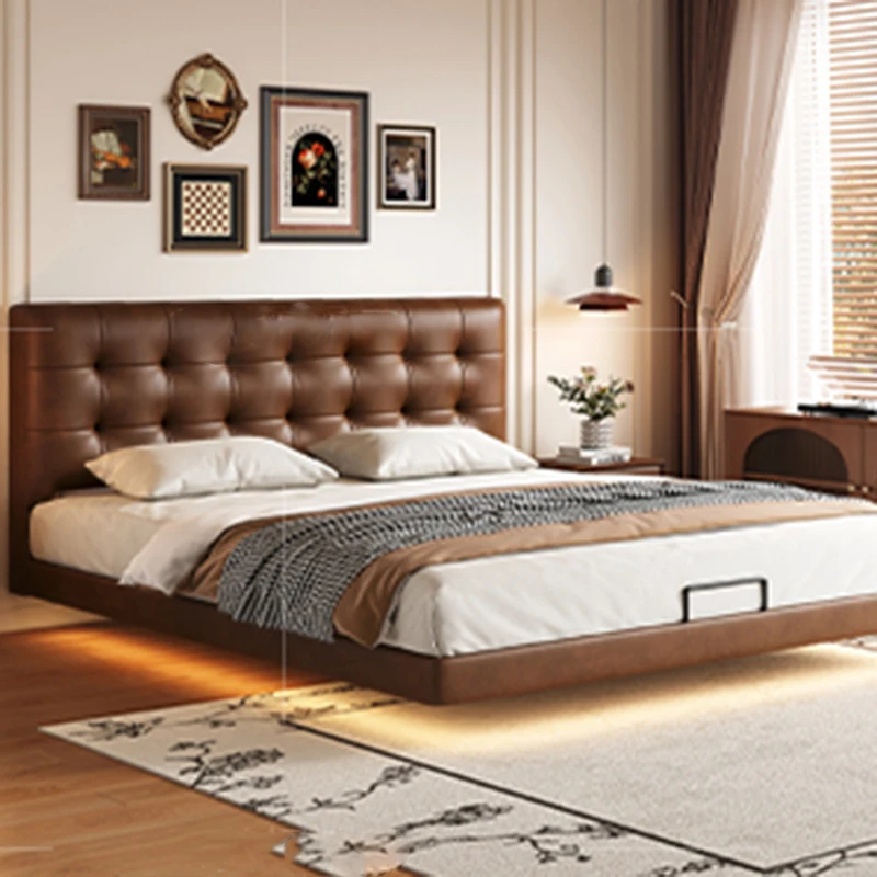 Immagine 7: Letto matrimoniale per camera da letto Letto moderno galleggiante con piattaforma per dormire al sole Letto sicuro Semplice King Size Letto Matrimoniale Lounge Suite Furniture