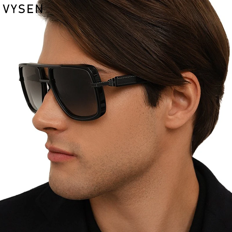

Polarized Square Sunglasses Men 2026 Luxury Brand Designer Big Frame Double Bridge Polarized Night Vision Yellow Eyewear Shades