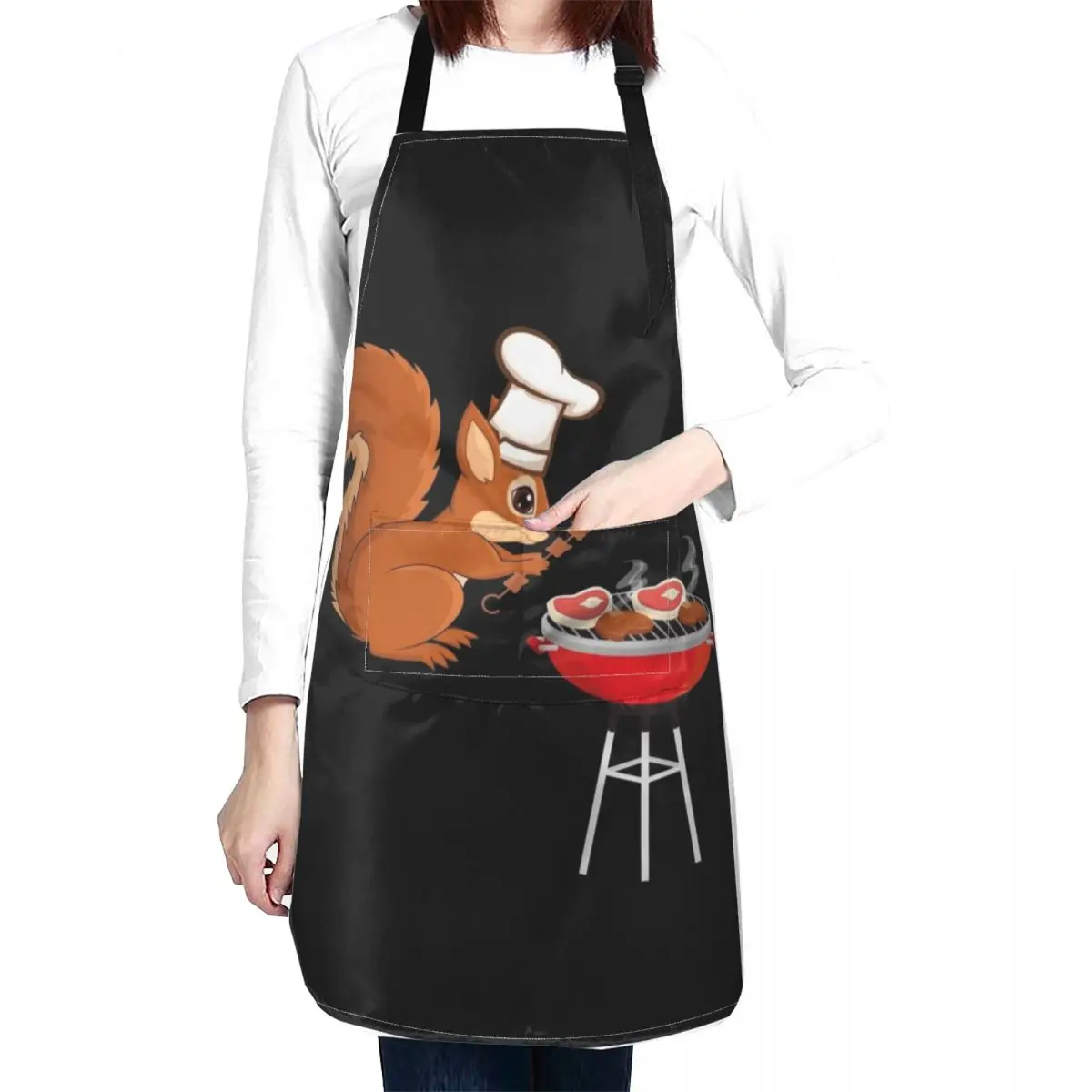 Chef Squirrel Barbecue BBQ Apron Kitchen Women kindergarten teacher Men's Kitchen Kitchen Utensils Apron