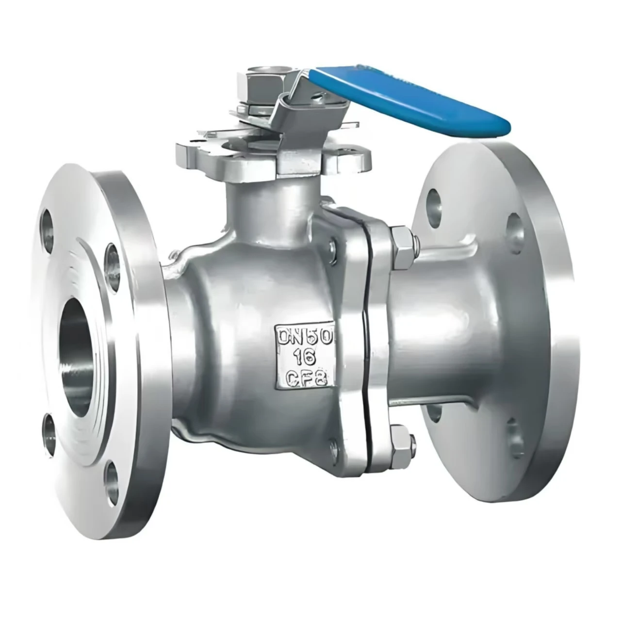 Stainless Steel 304 316 CF8M CF8 ASME B16.34 DN50 150LB ISO 5211 Direct Mounting Pad Full Port 2PC Flanged End Ball Valve