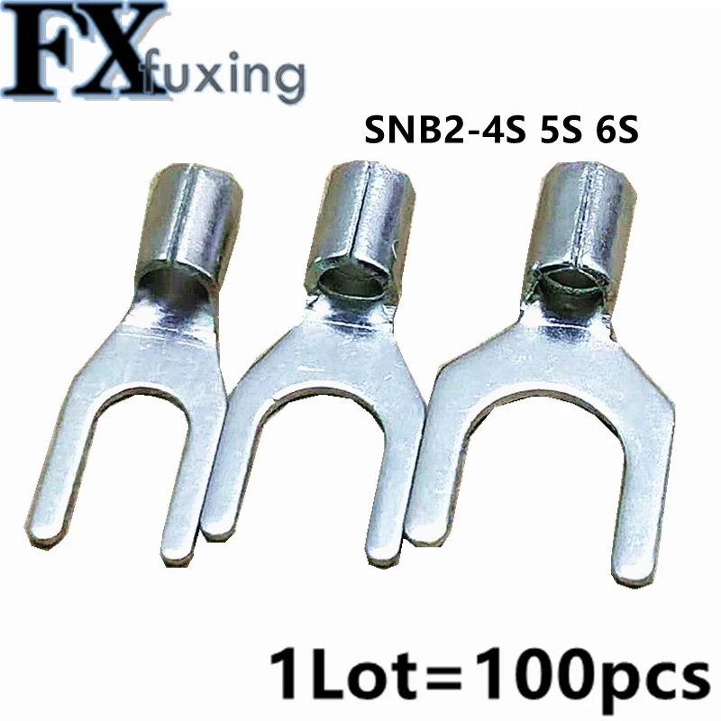 50/100Pcs UT2.5-3 SNB2-4S(4M) SNB2-5S SNB2-6S 0.5 UT Non-Insulated U-Type Copper Crimp Terminals AWG16-14/2.5mm2 Wire Connector