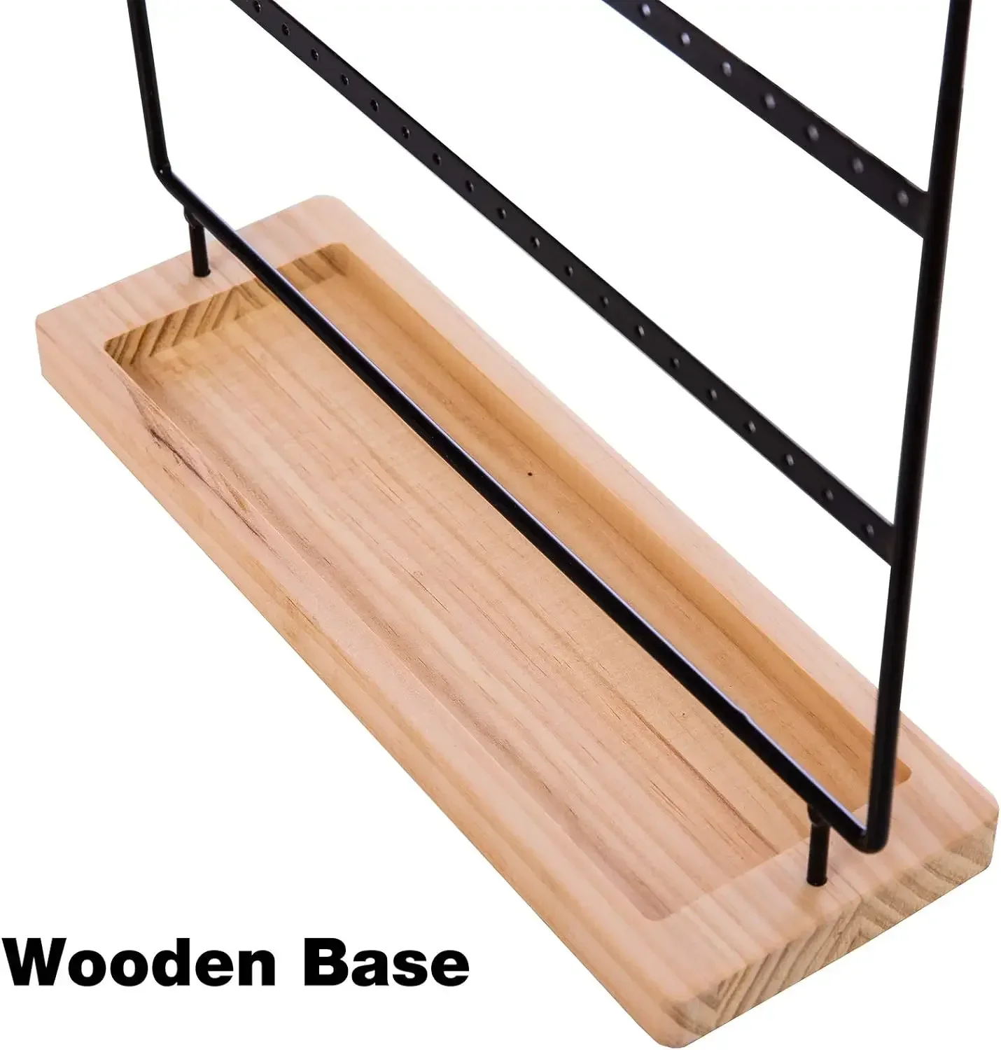 Earring Holder Stand 3-Tier 69 Holes Earring Organizer Stand Display with Wooden Storage Tray Desktop Bracelet Jewelry Holder image 3