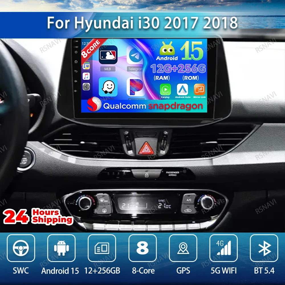 

Автомобильное радио Android 15 для Hyundai I30 2017 2018 360 камера DVD AI Voice DSP 5G WIFI АВТО Стерео Беспроводной WIFI + 4G LTE NO 2DIN RDS