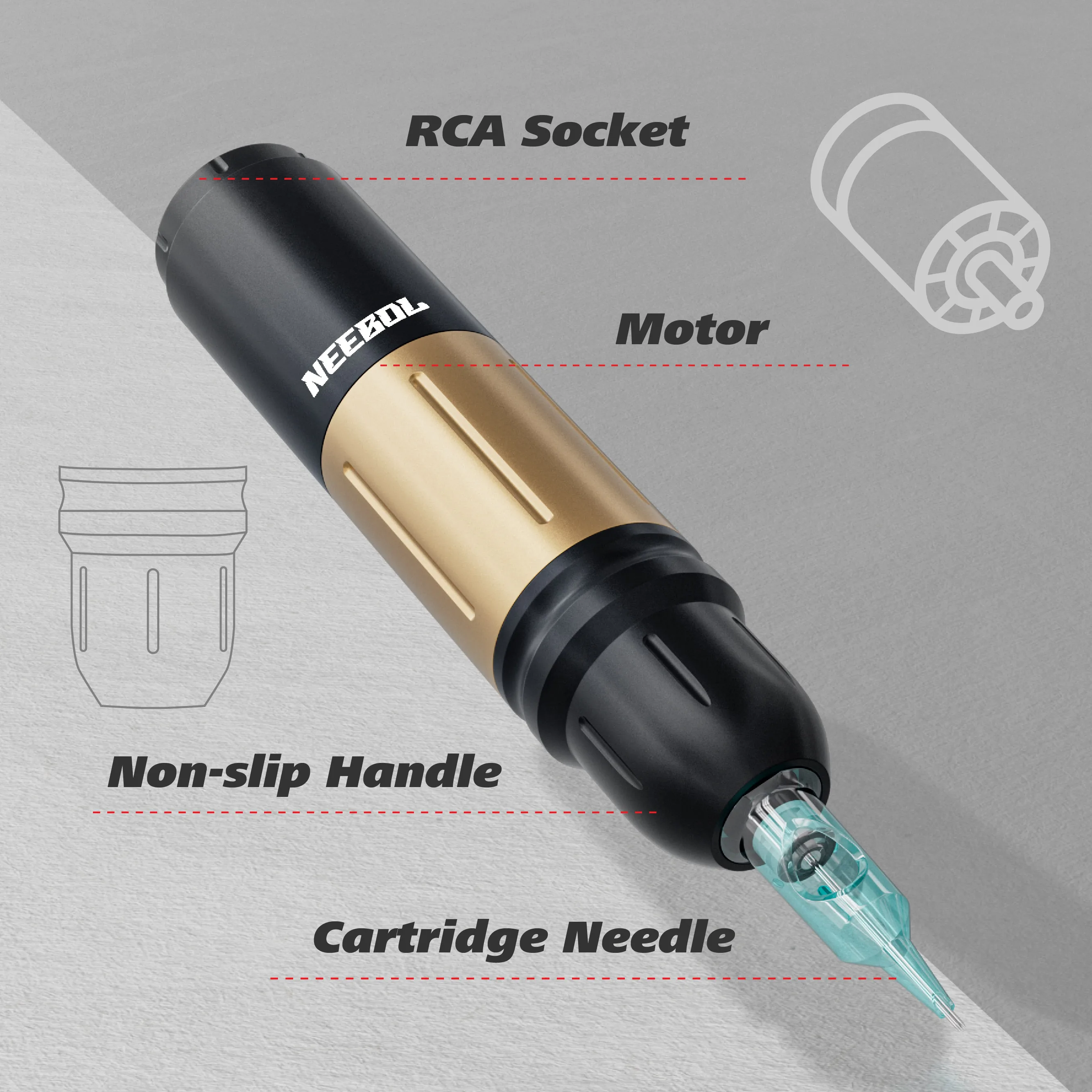 Neebol ワイヤレスタトゥーペンキット タトゥーマシン 電源付き 針 インク タトゥー用品 タトゥーアーティストへのギフト