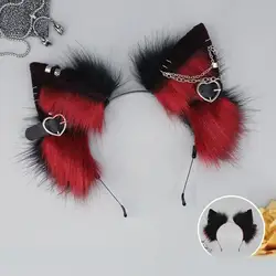 Diadema con orejas de gato para mujer y adolescente, aro de pelo para Cosplay, joyería colgante, diadema para transmisión en vivo, carnavales