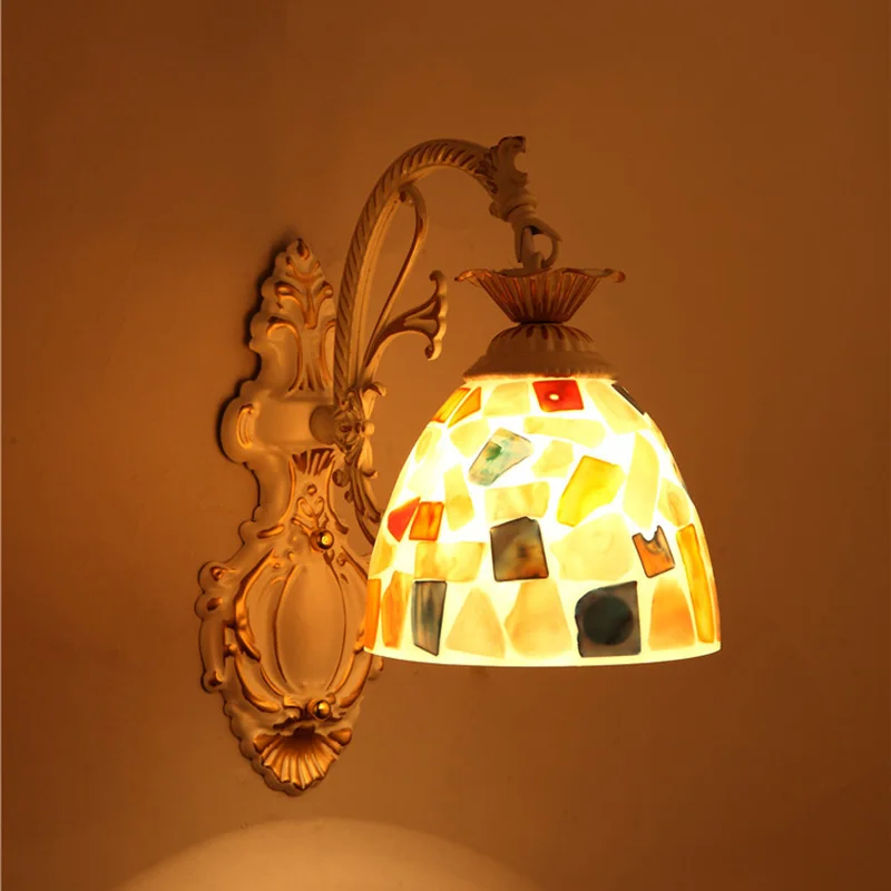 

Modern European Wall Lamp Bedside Aisle Balcony Bedroom Retro Creative Mediterranean Glass Wall Lighting And Lanterns