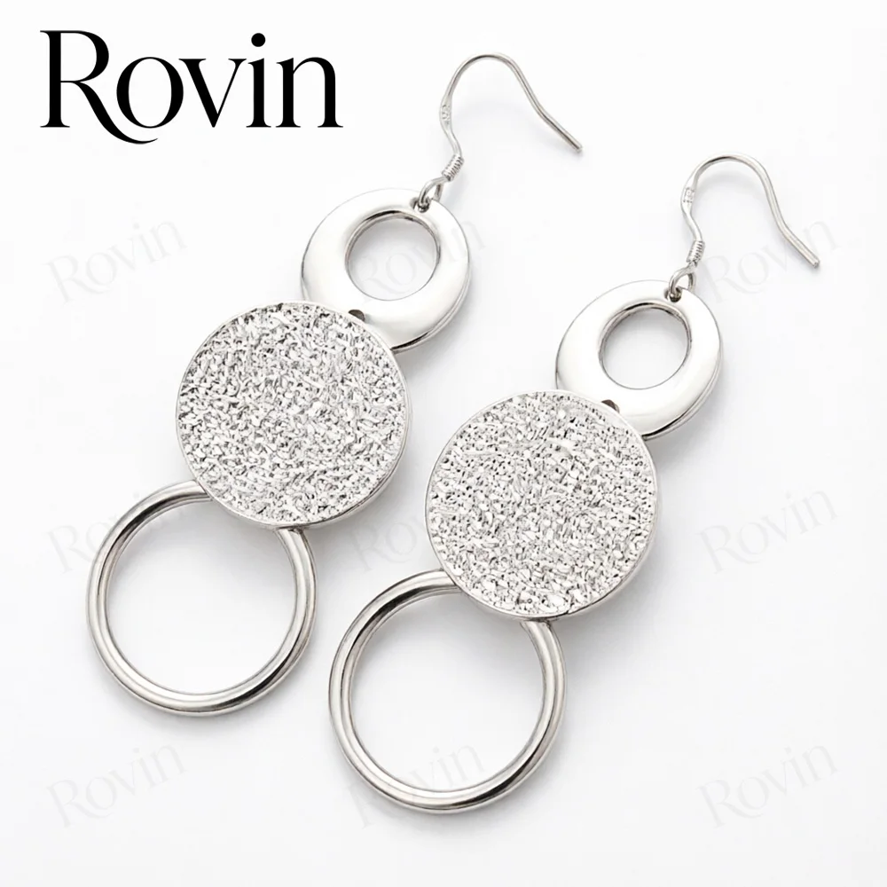 18K Gold Exquisite Three-Layer Geometric Disc Earrings – Stylish Jewelry for Weddings and Parties
