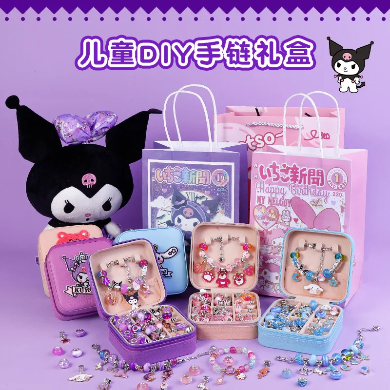 Beaded Bracelet Birthday Gift Box Handmade Diy Material Make Children Toys Girls Sanrio Kuromi My Melody Jewelry Necklace Anime