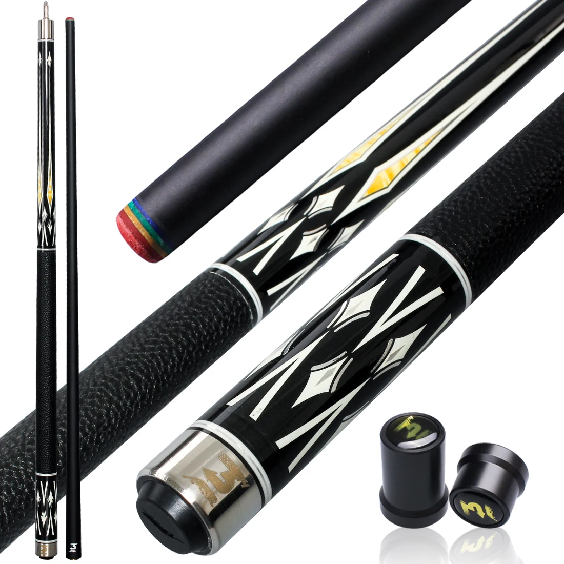 PREOAIDR 3142 BLAK Pebbled Leather Wrap 2-Piece Pool Cue, 58