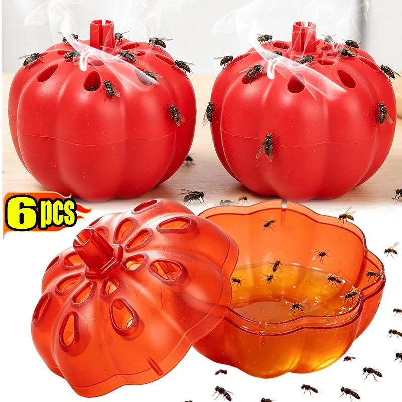 Reusable Fruit Fly Trap for Kitchen Cute Pumpkin Gnat Trap Indoor Flying Insect Catcher with Bait for Home Restaurant Fruit Shop