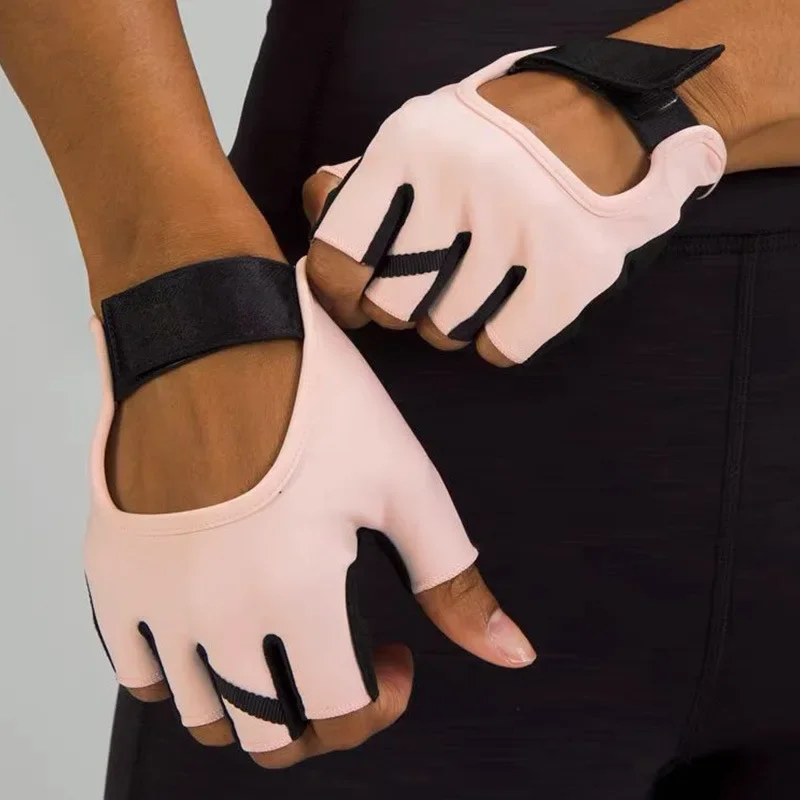 Guantes deportivos de Yoga para mujer, guantes de medio dedo antideslizantes y absorbentes de golpes, duraderos y transpirables