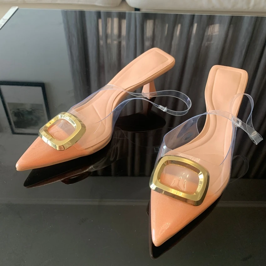 Luksusowe markowe damskie buty na wysokim obcasie PVC modne sandaลy 2024 letnie przezroczyste buty damskie pantofle Plus rozmiar 42