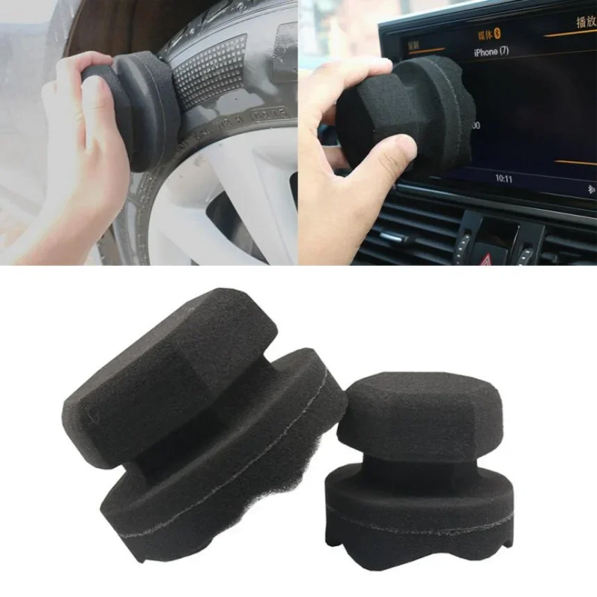 Car Polishing Sponge Hexagonal Grip Applicator Car Detailing Hand Tire Wax Sponge High Density Foam Sponge fit For Auto 1pcs