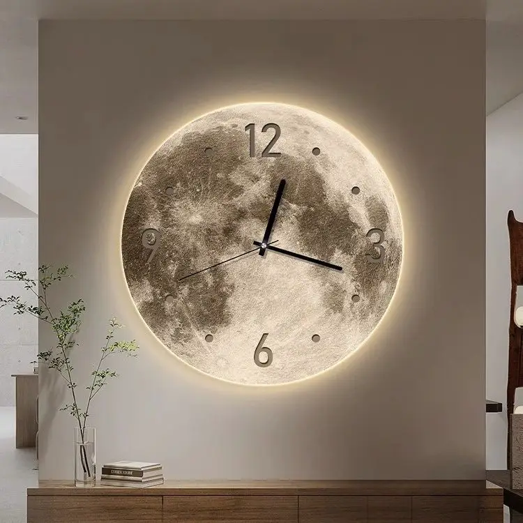 Modern High-end Wall Clock Home Decor for Bedroom Living Room Stylish Decorative Painting, Creative Clock Wall Lamp