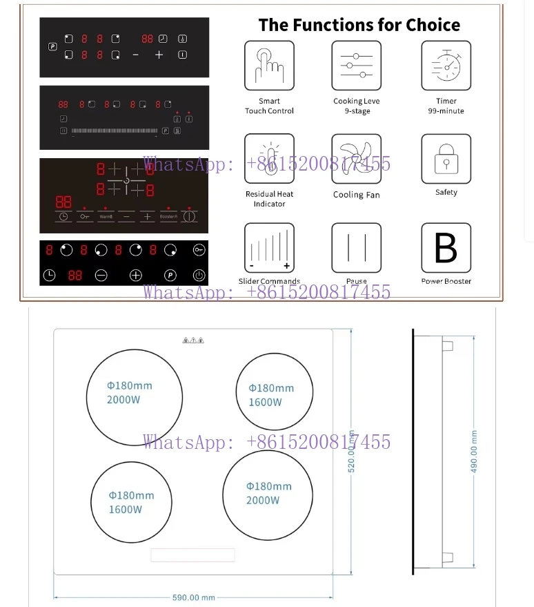 Nouveau Design panneau de commande Style plaque de cuisson à Induction Invisible table de cuisson Induction Invisible Hob5000W