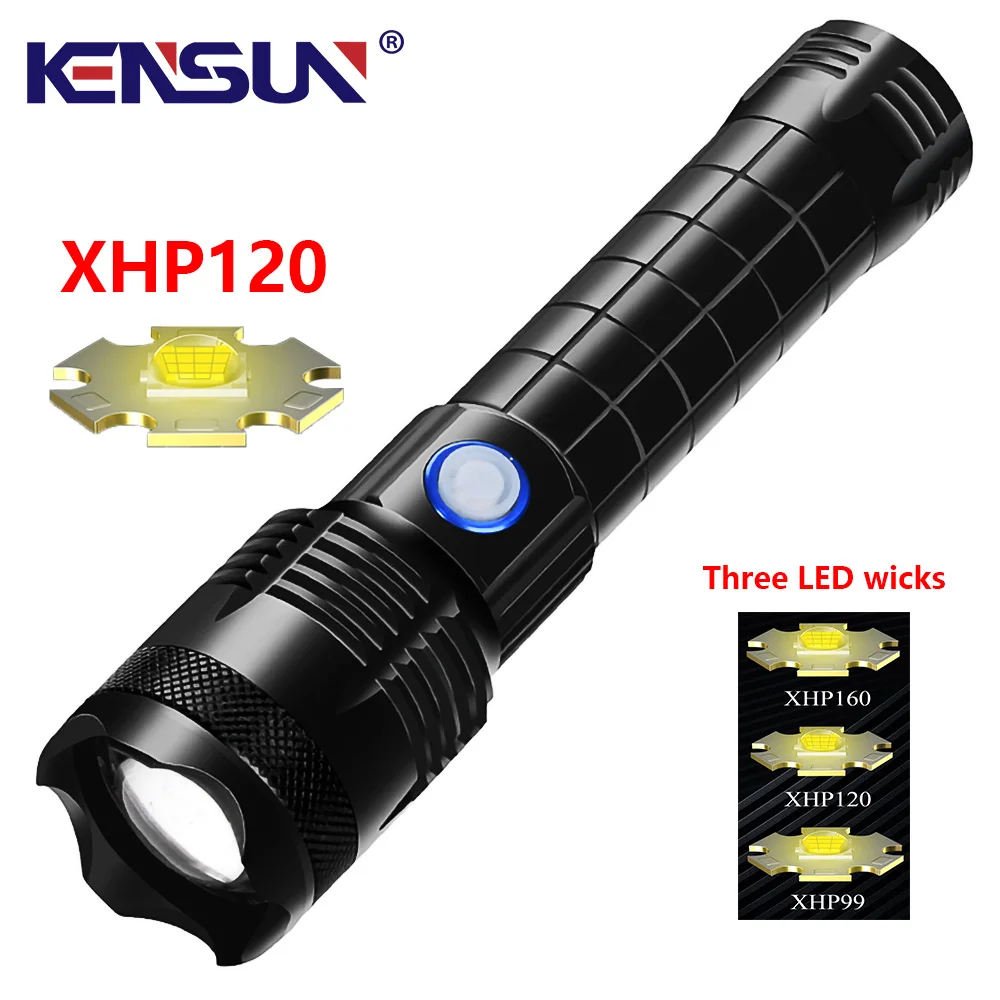 قوية XHP160 مصباح ليد جيب عالية الطاقة التكتيكية الشعلة USB قابلة للشحن ضوء قوي فانوس مصباح مع بطارية واحدة 21700 #1