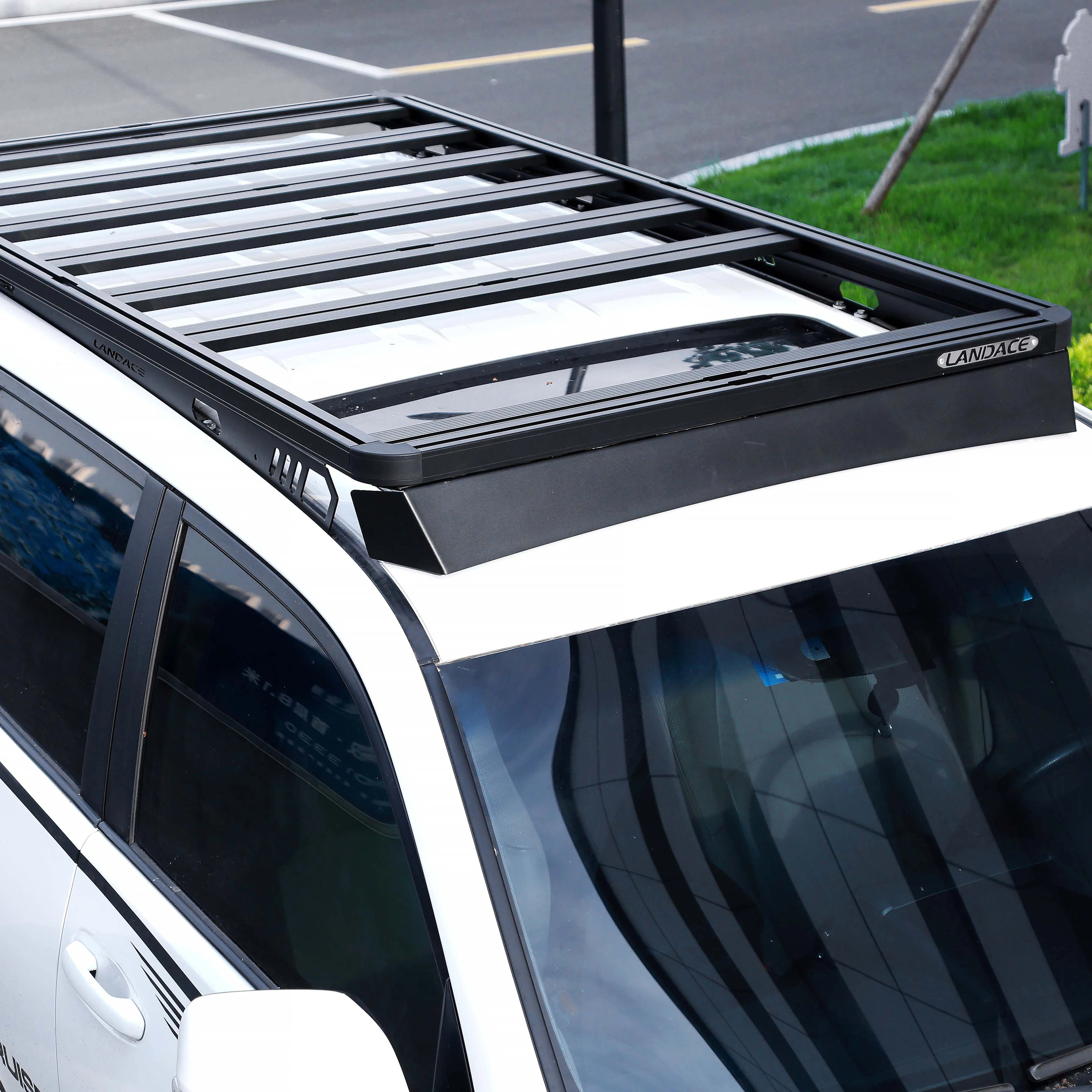 

Автомобильный багажник на крышу, алюминиевый черный, высокая грузоподъемность, гибкая перекладина, верхняя корзина на крышу, автомобильный багажник на крышу для Toyota LC150