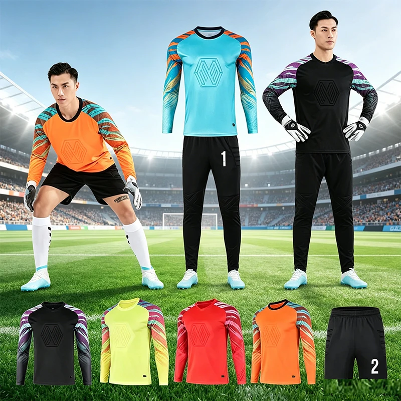 Custom Adult Kids Football Goalkeeper Tracksuit, Long Sleeve Soccer Goalie Uniform, Personalized Men Boy Gatekeeper Outfit