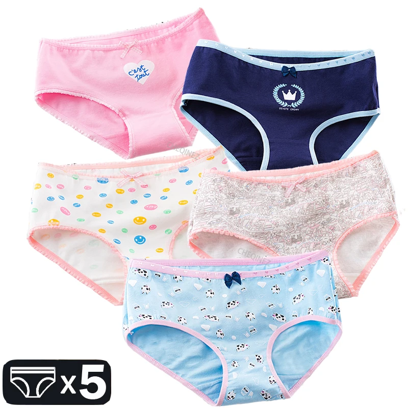 5Pcs/Lot Women's Panties Cotton Underwear Cute Print Cartoon Briefs Girls  Lingeries Plus Size Pantys Breathable Underpants