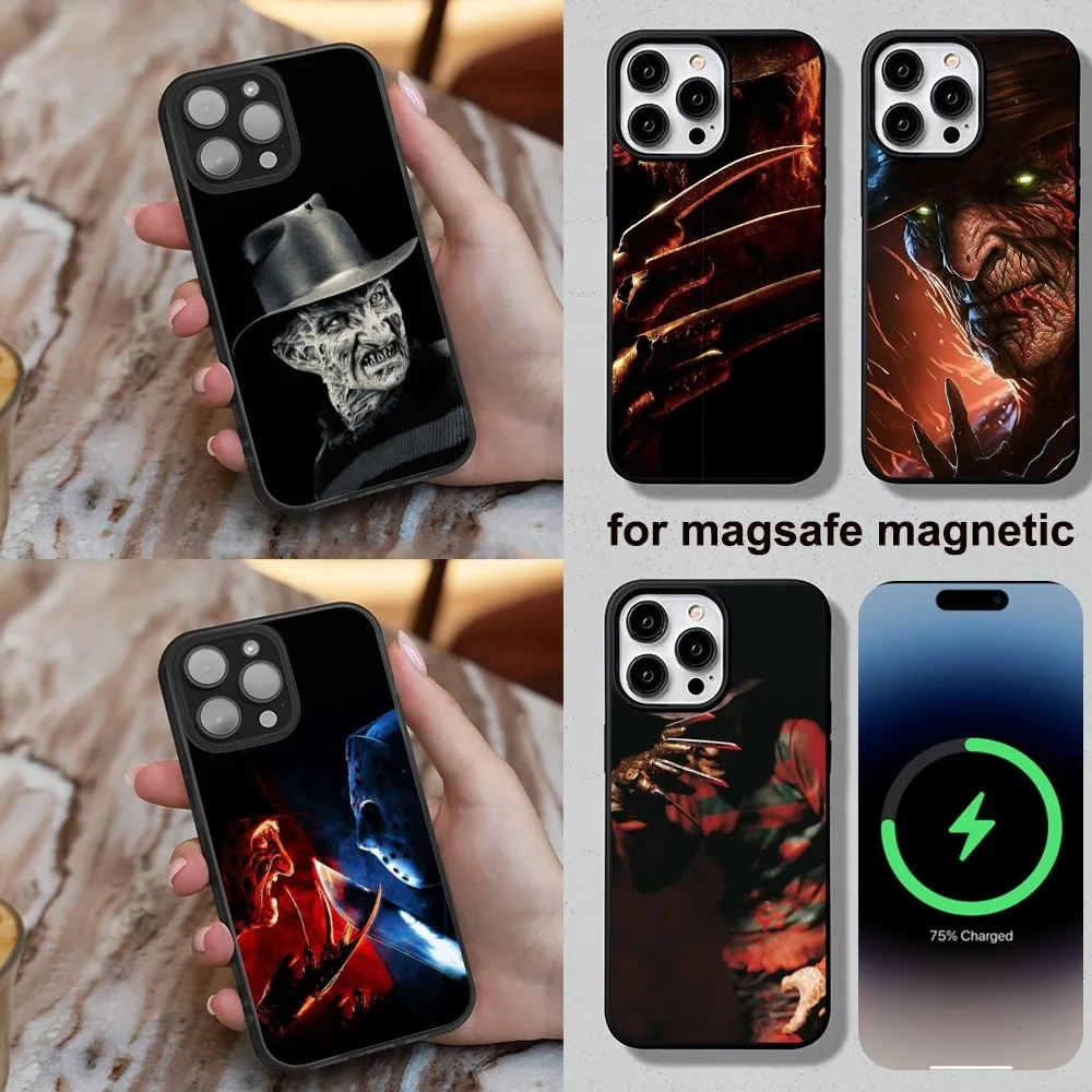 F-Freddy Horror K-Krueger  Phone Case For iPhone 16,15,14,13,12,11,Plus,Pro,Max,Mini Soft Magesafe Magnetic Wireless Charge