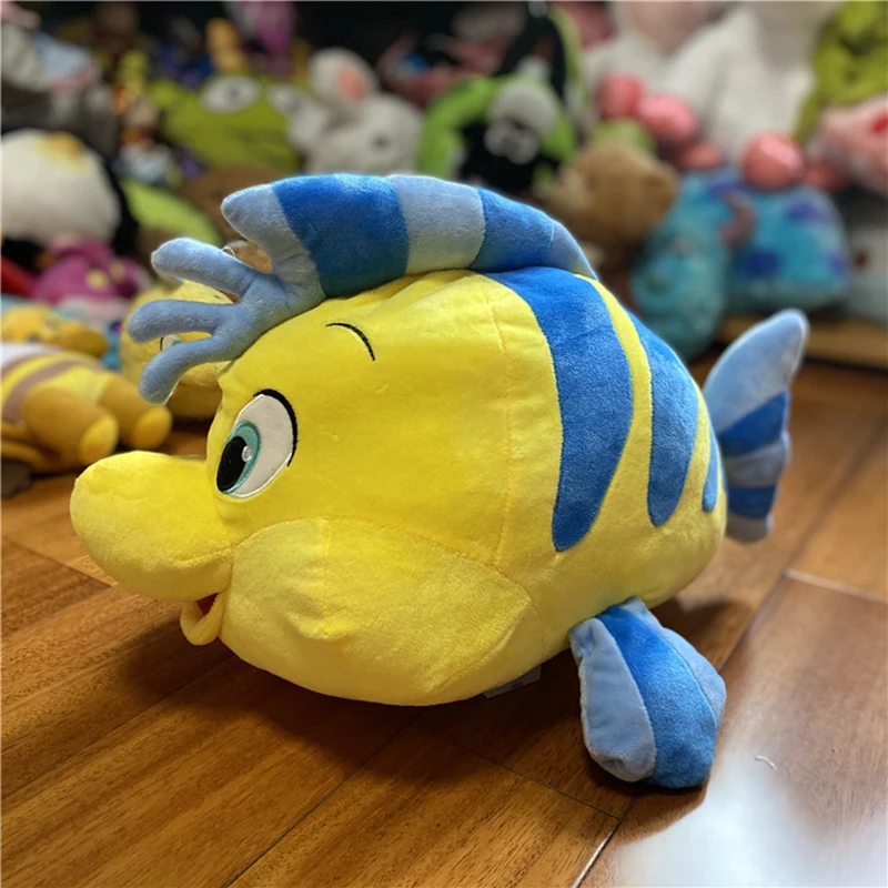 Disney 35cm/45cm The Little Mermaid Princess Kawaii Plush Stuffed Dolls Flounder Ariel Cartoon Chubby Pillow Kid Xmas Girl Gift