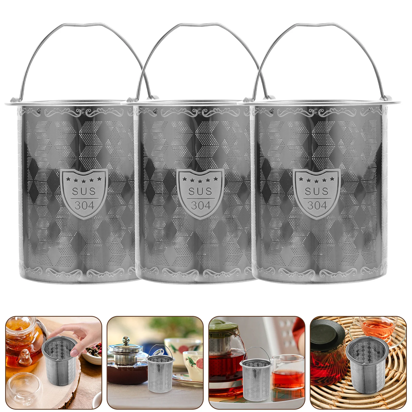 3 Pcs Tea Leak Pots with Infuser Electric Kettle Soursop Filter Bags Water Coffee Strainer Stainless Steel Filters Home Metal