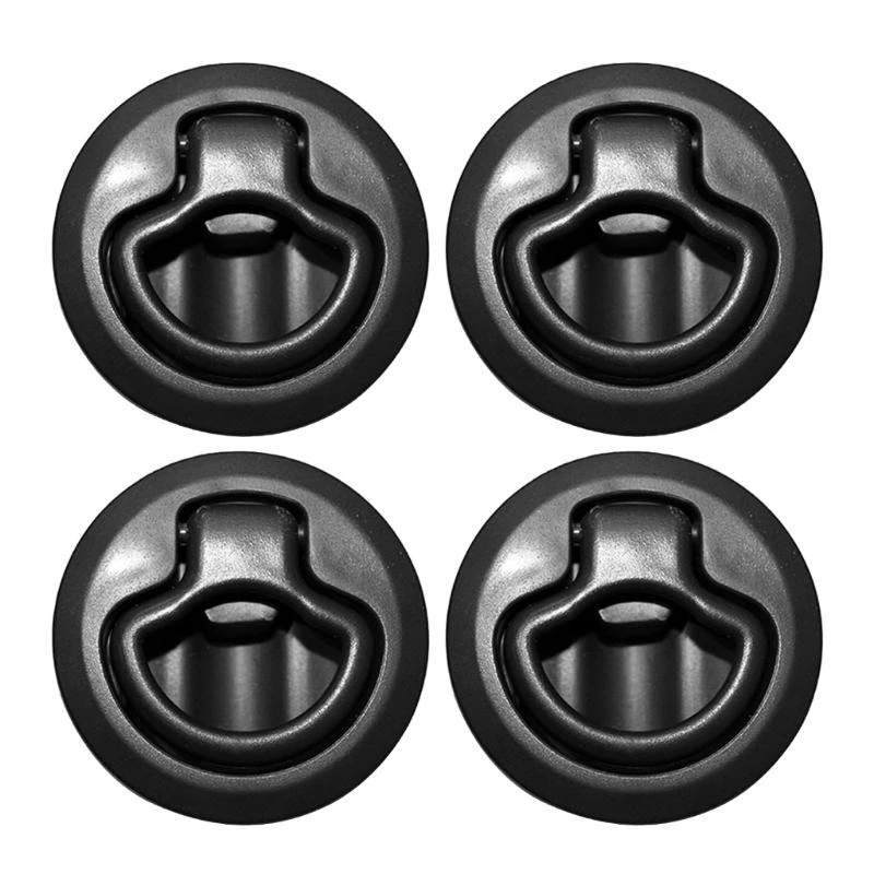 4Pcs Black Round Flush Pull Slam for RVs Boats Marine Deck Door