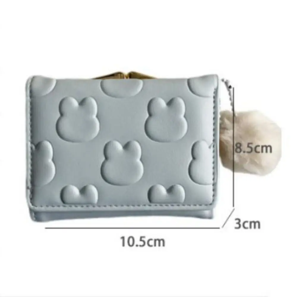 Carteiras curtas com padrão de coelho fofo cor sólida porta-moedas com vários slots porta-cartões de grande capacidade para mulheres