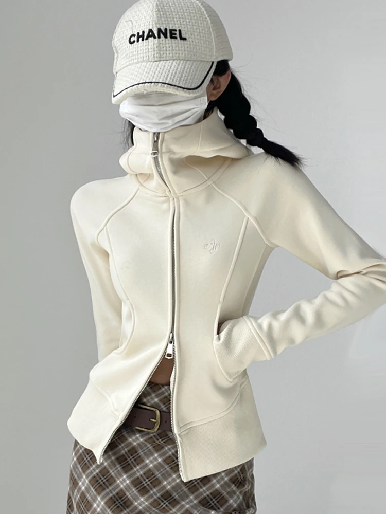 

Slim Fit Long Sleeve Hoodie Women's Spring Autumn Sports Yoga Top Cardigan Jacket Self-Keeping Version Color Street Style