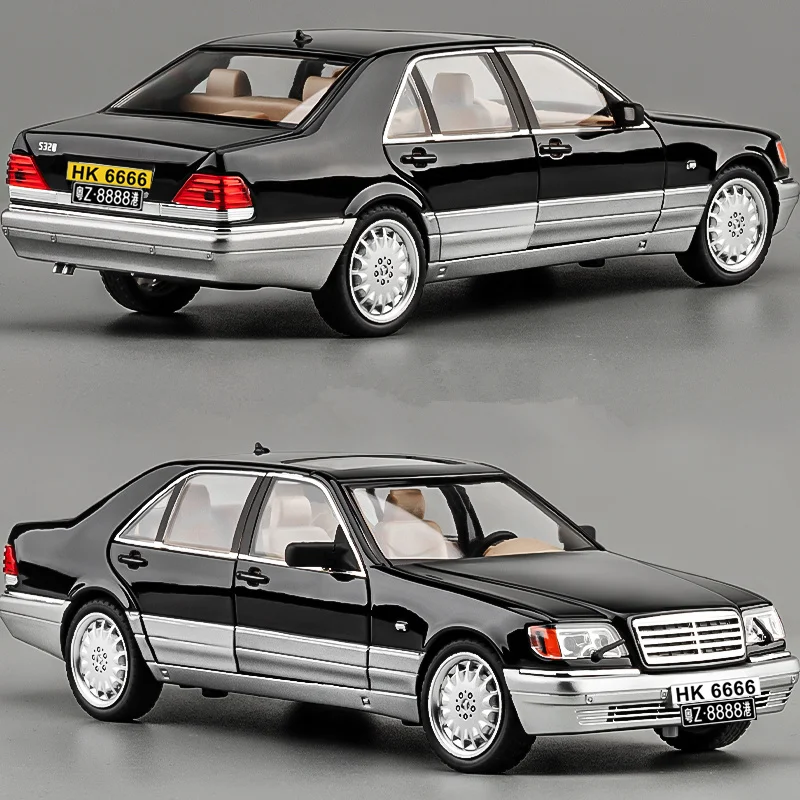 

Масштабная модель автомобиля 1:24 W140 S320 SEL Street Edition, ретро-автомобиль из сплава, классическая металлическая модель с подсветкой и звуком, игрушка для детей, подарок