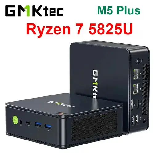 새로운! GMKtec 데스크탑 미니 PC 게이머, 미니 PC, M5 플러스, Ryzen 7 5825U, 윈도우 11 프로, DDR4, 16GB, 32GB, 512GB, Nvme SSD, WIFI6, BT5.2