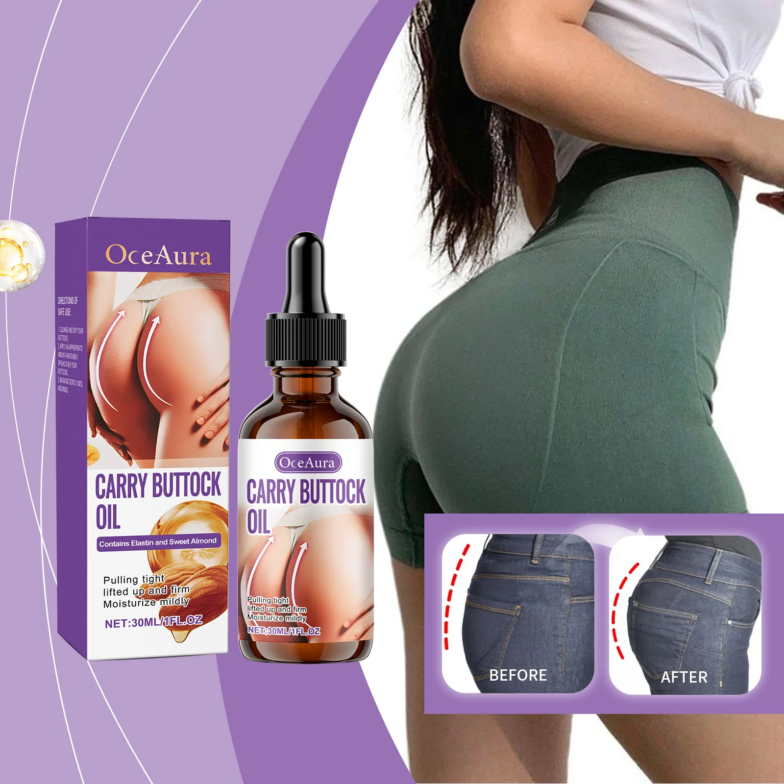 Buttock Hip Lifting Massage Essential Oil Firming Tightening Moisturizing Nourishing Skin Shaping Body Care Oil For Women