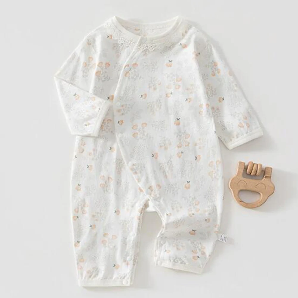 Baby Girl Summer Clothing Three Quarter Baby Romper Cotton Floral Thin Air Conditioning Clothing Daily Infant Jumpsuit