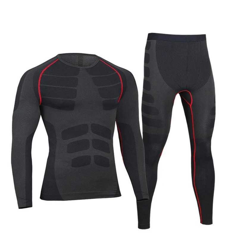 Men Thermal Underwear Set Motorcycle Skiing Shirts Pants Base Layers Tight Long Johns Tops & Trousers Set Clothing