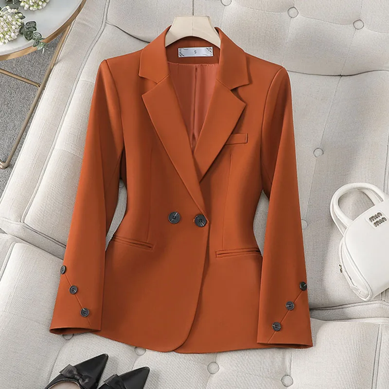 2025 Nieuwe Lente Herfst Wit Zwart Blazer Vrouwen Lange Mouw Double Breasted Office Dames Jas Zakelijke Werkkleding Formele Jas