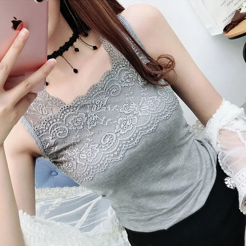 Lace halter vest female new sexy all go sleeveless show thin bottom unlined upper garment inside build outside wear slim coat
